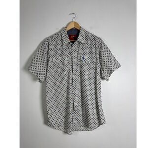 Western Rodeo Clothing Co Mens XL Short Sleeve Snap Shirt White Geometric Print